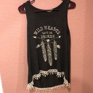 Dark grey free spirited tank top
